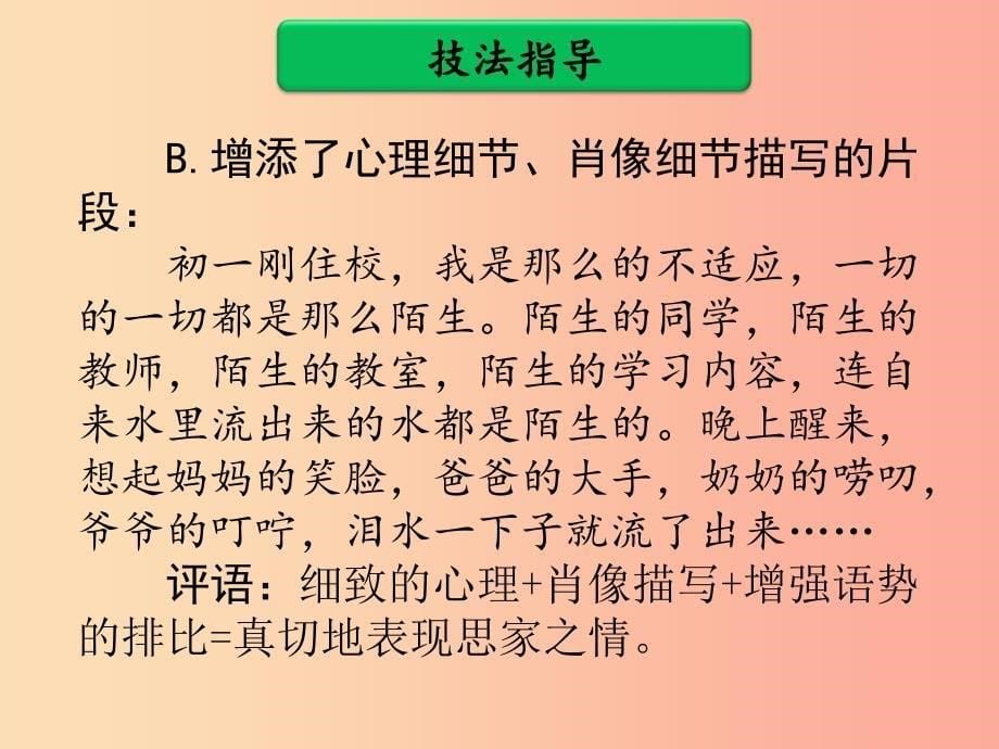 广东省中考语文二轮复习 第三部分 中考作文提分实用技法 第四单元 细节描写课件 新人教版.ppt_第5页