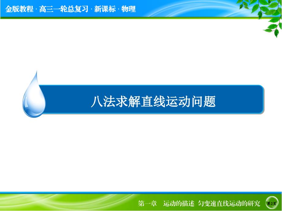 金版教程高考物理大一轮总复习配套热点专题突破课件八法求解直线运动问题41张ppt全国通用_第2页