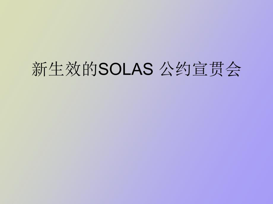 生效的SOLAS公约宣贯会_第1页