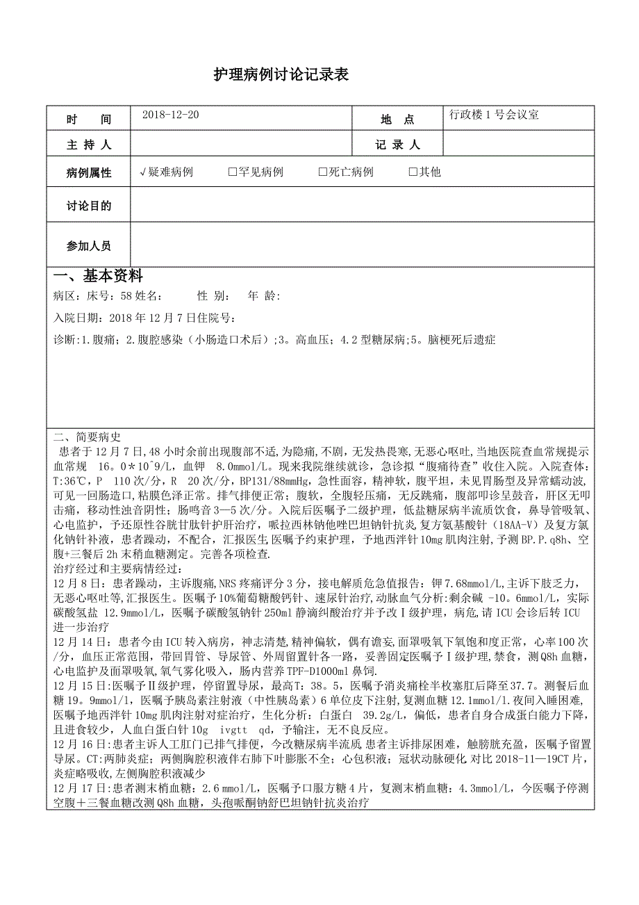 护理病例讨论记录表_第1页