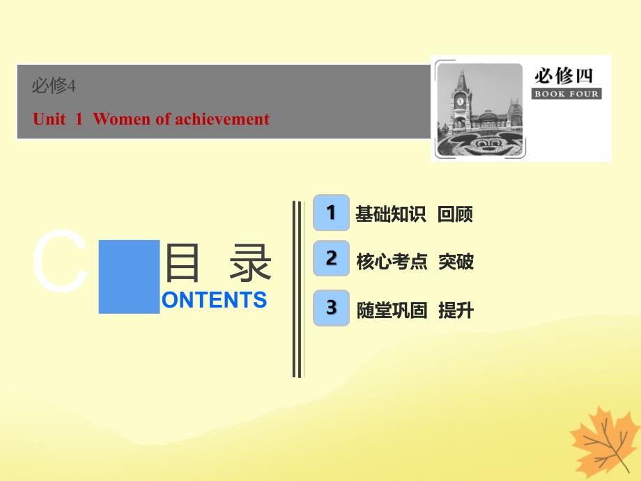 2019届高考英语一轮优化探究（话题部分）话题14 必修4 Unit 1 Women of achievement课件 新人教版_第1页