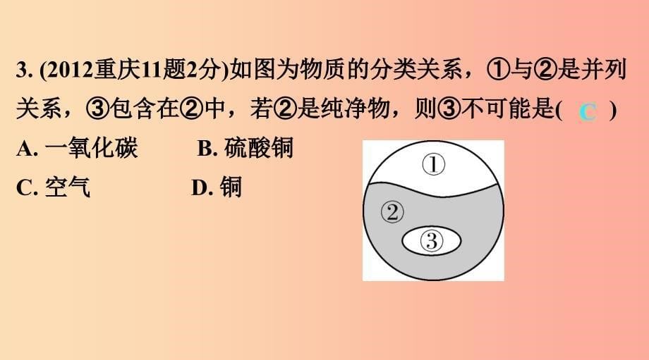 重庆市2019年中考化学总复习第一轮基础知识研究第二单元化学基本概念和原理第10讲物质的分类课件.ppt_第5页