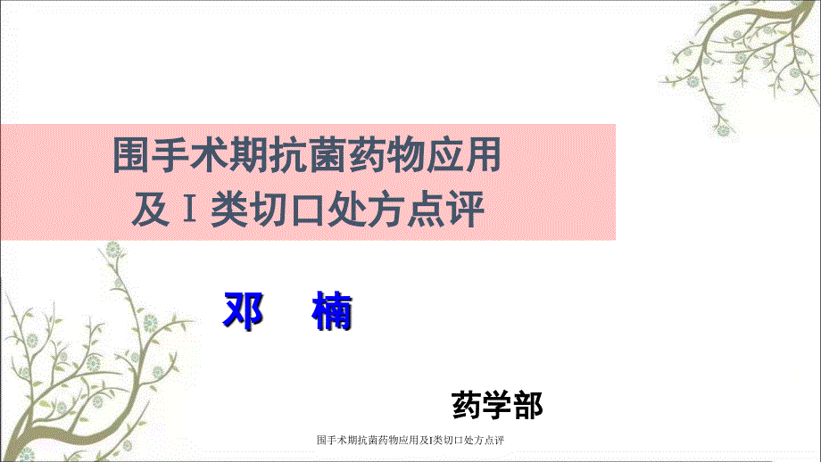 围手术期抗菌药物应用及Ⅰ类切口处方点评_第1页