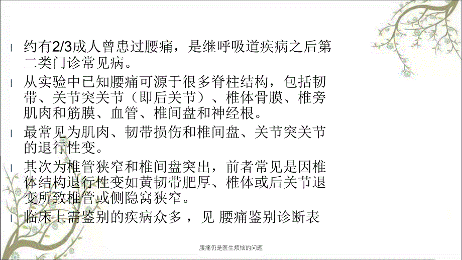 腰痛仍是医生烦恼的问题课件_第2页