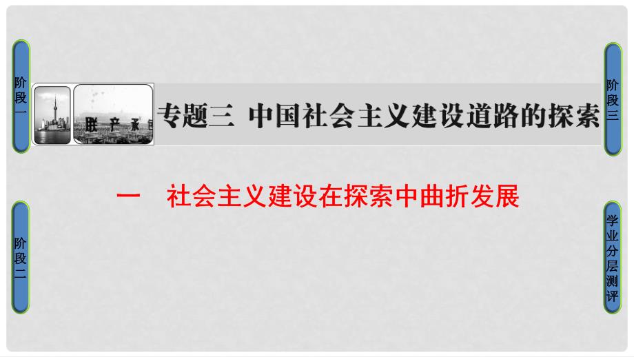 高中历史 专题3 中国社会主义建设道路的探索 1 社会主义建设在探索中曲折发展课件 人民版必修2_第1页