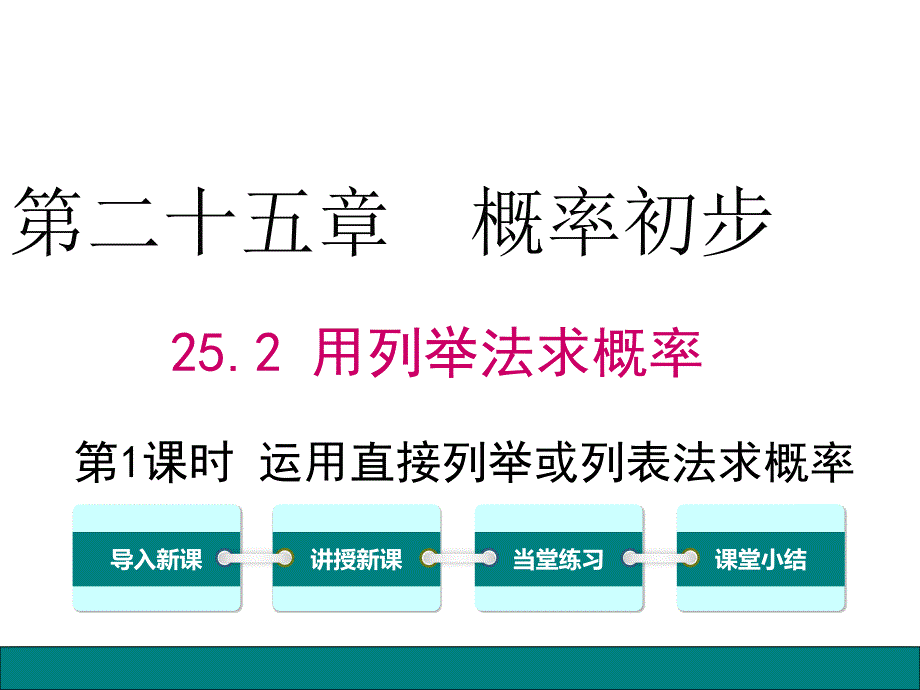 2521运用直接列举或列表法求概率2018年秋教学课件_第1页