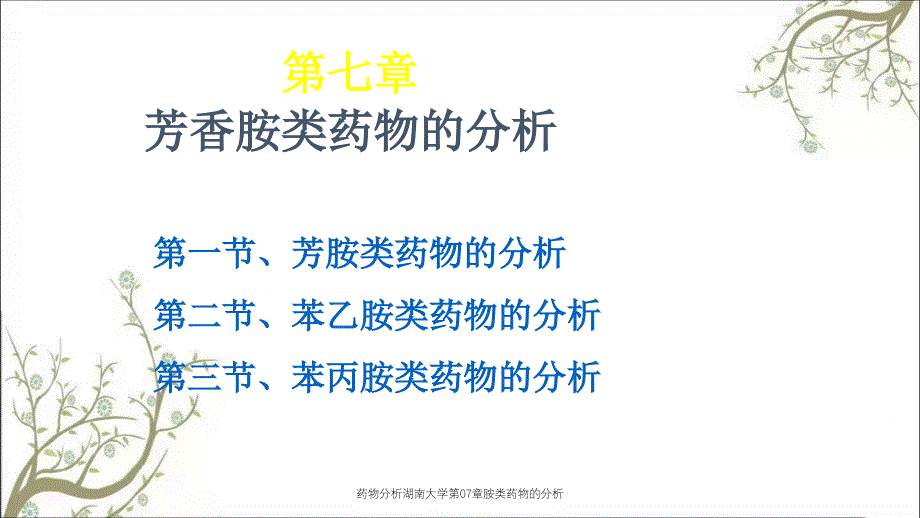 药物分析湖南大学第07章胺类药物的分析_第1页