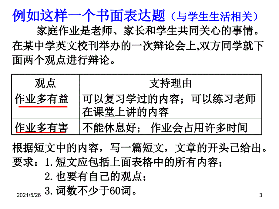 议论文写作作业多的利与弊PPT优秀课件_第3页