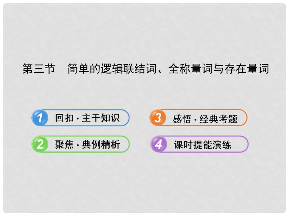 高中数学 1.3简单的逻辑联结词、全称量词与存在量词课件 文 新人教A版_第1页