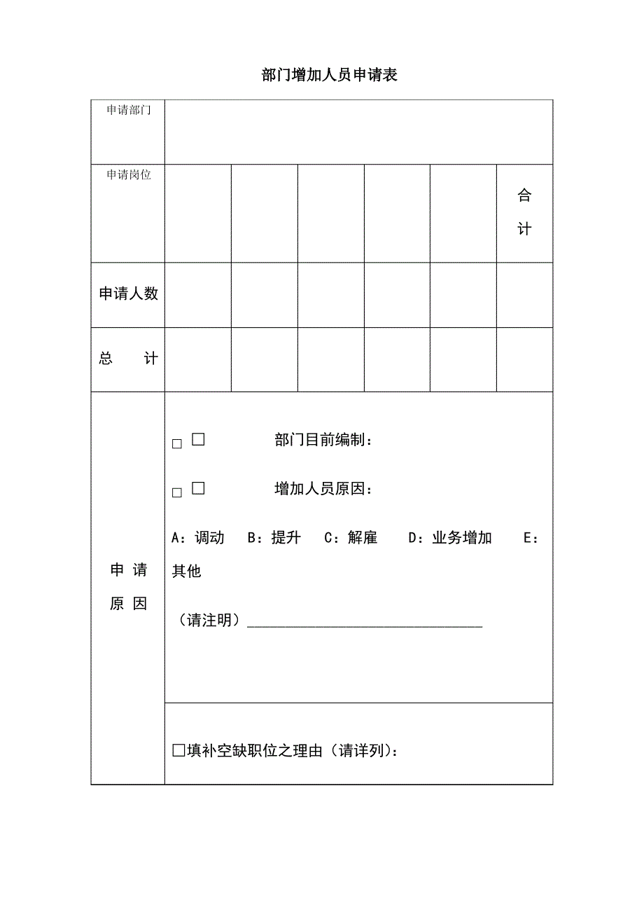 部门增加人员申请表2_第1页