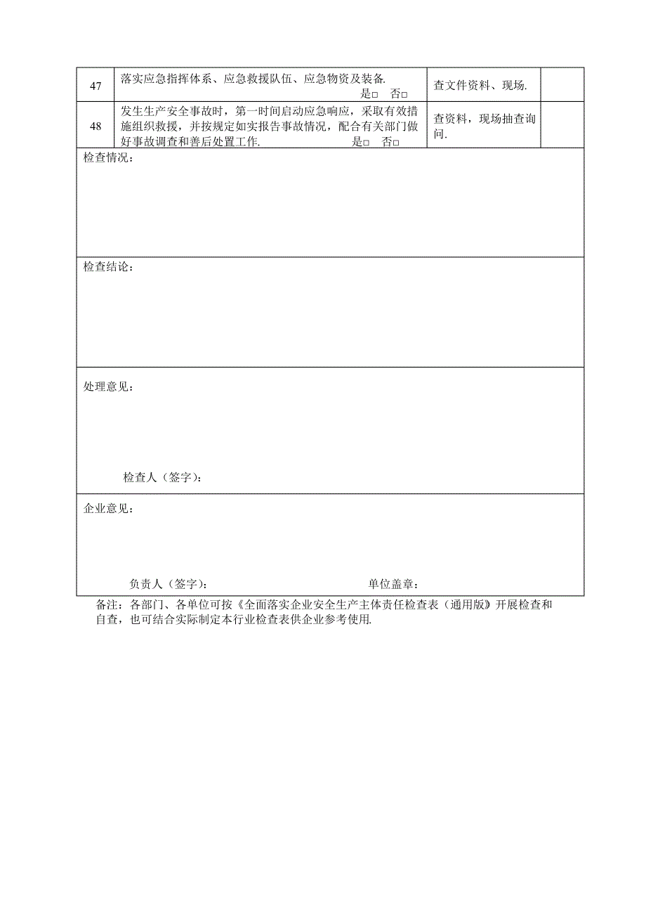 全面落实企业安全生产主体责任检查表(参考模板)_第4页