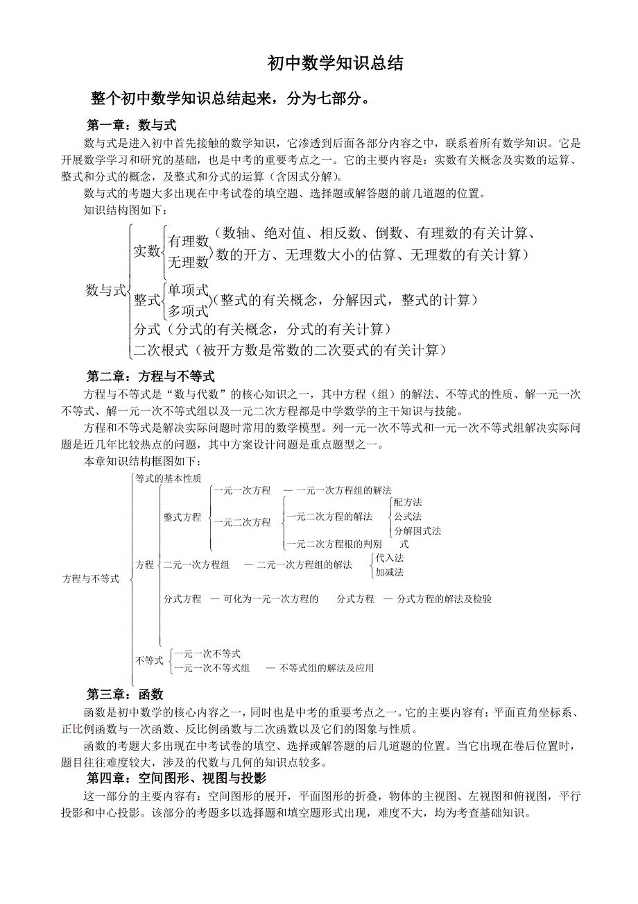 初中数学知识总结(北师大版)_第1页