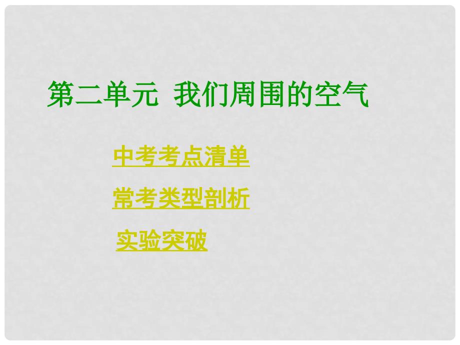 中考化学总复习 考点清单 第一部分 第二单元 我们周围的空气课件（含13年中考试题）_第1页