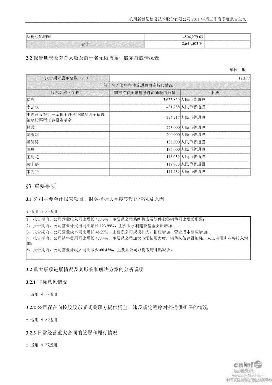 新世纪第三季度报告全文_第2页