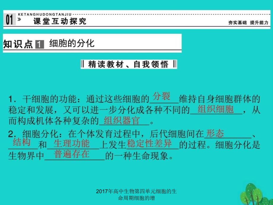 2017年高中生物第四单元细胞的生命周期细胞的增课件_第4页