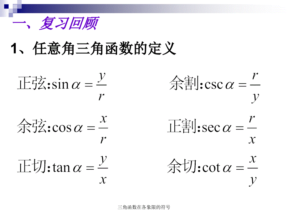 三角函数在各象限的符号经典实用_第2页