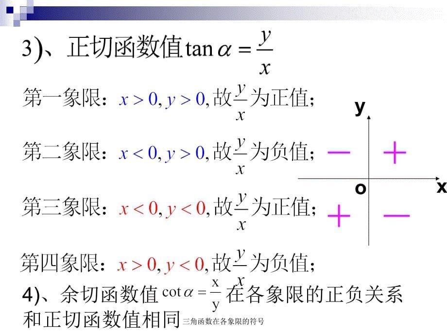 三角函数在各象限的符号经典实用_第5页