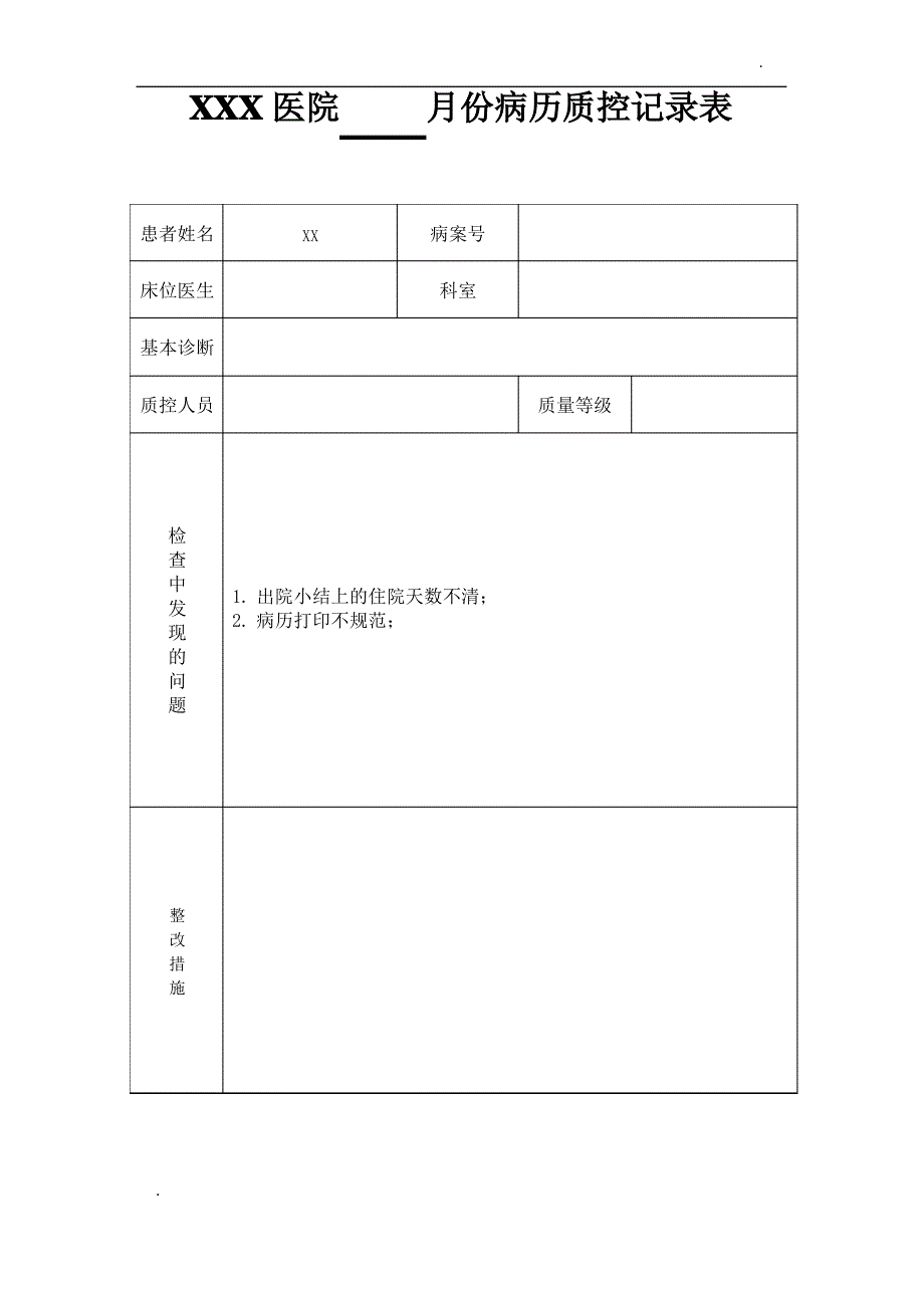 病历质控记录表_第2页