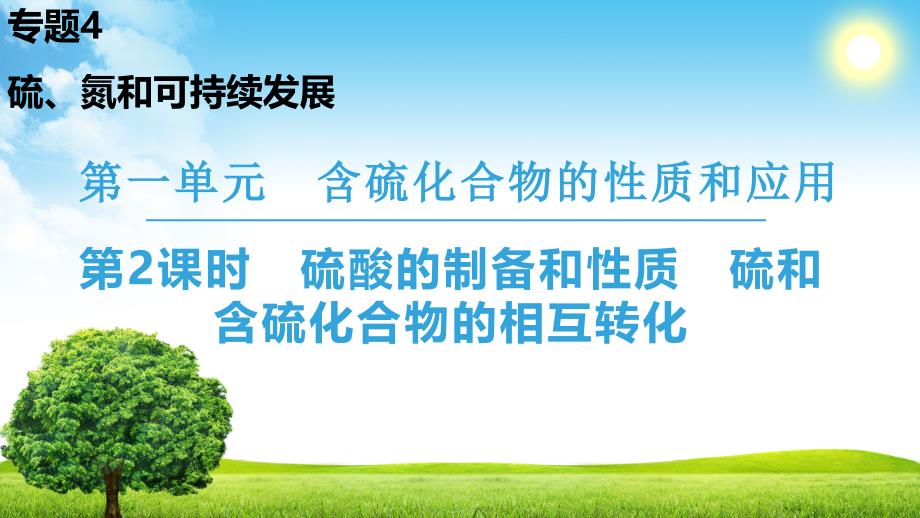 苏教版必修1专题4第1单元含硫化合物的性质和应用课件_第1页