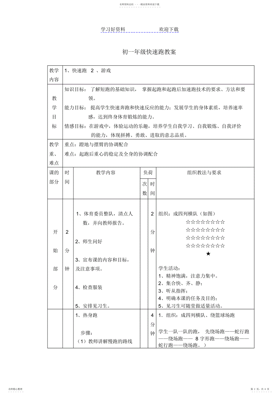 2022年2022年快速跑教案_第2页