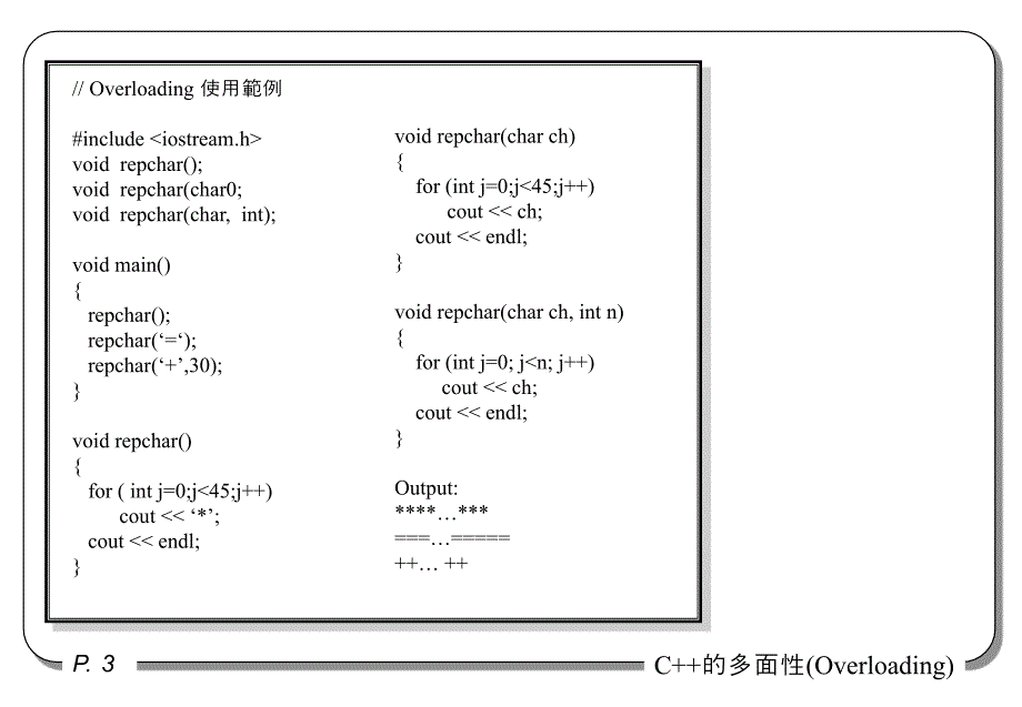 使一个算符或函式具有处理多种资料型别能力的方法称为复载.ppt_第3页