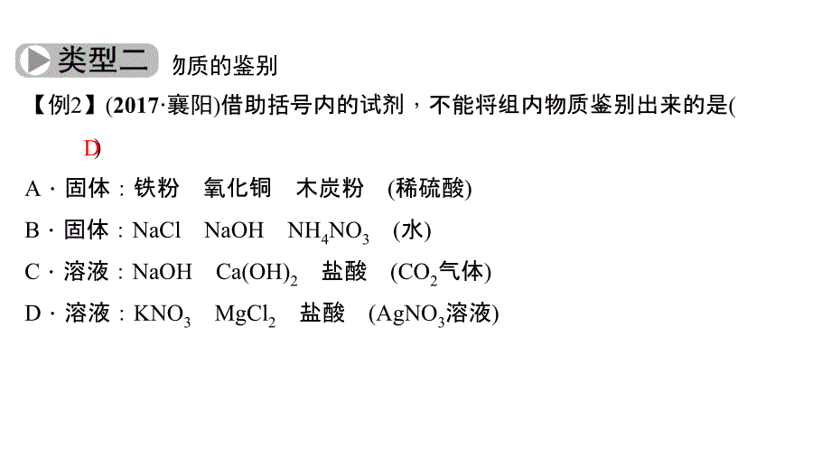 初中化学中考总复习PPT——物质的检验、鉴别、除杂与共存_第3页