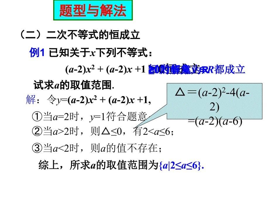 一元二次不等式的解法含参不等式恒成立问题及根的分布_第5页