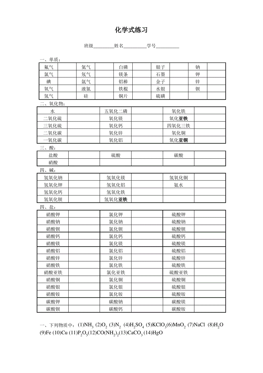 浙教版八年级科学新教材第二章化学式书写及化合介等_第1页