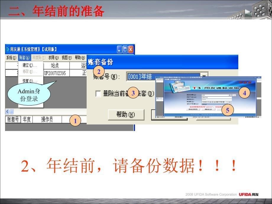 用友T3用友通标准版年结流程课件_第5页