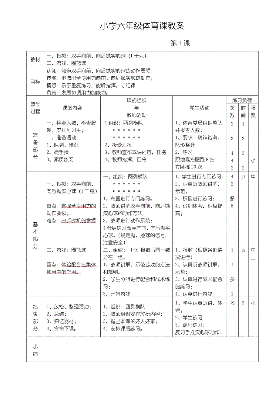 (完整版)小学五六年级体育教案_第1页