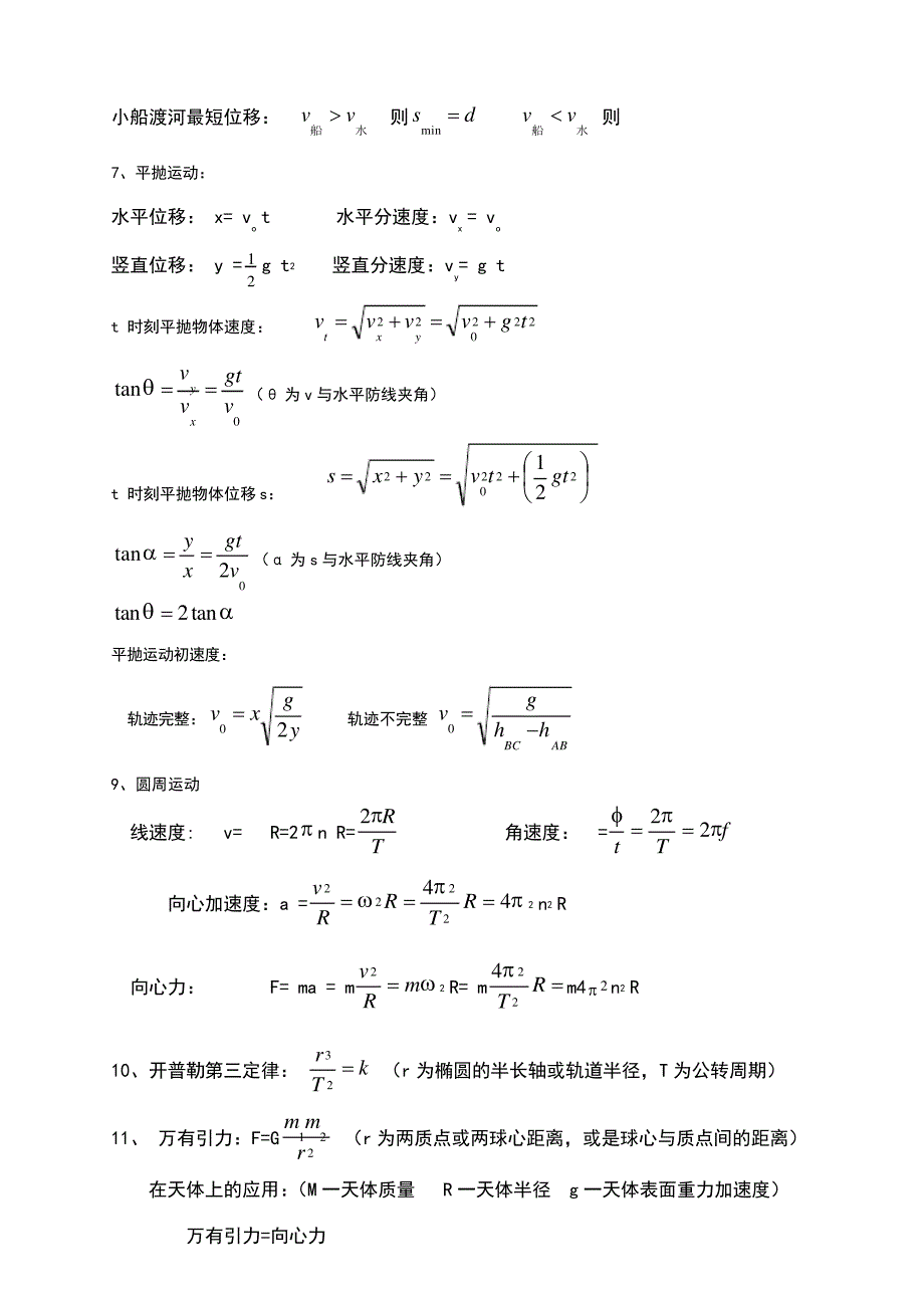 必修一必修二教科版物理公式大全_第2页