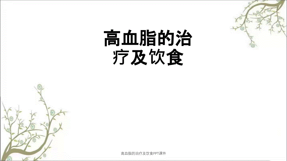 高血脂的治疗及饮食PPT课件_第1页