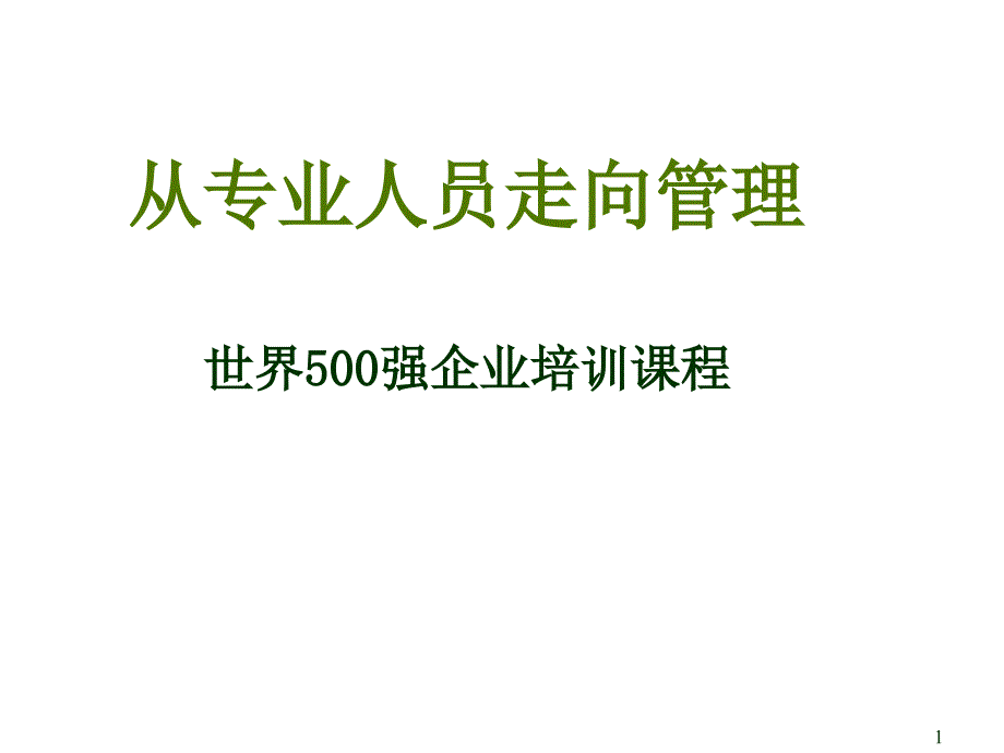 培训课程：从专业人员走向管理_第1页