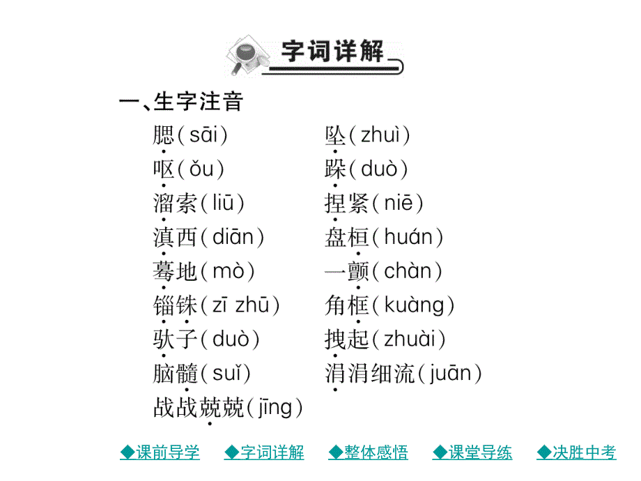 人教版九年级语文下册作业课件：7 溜索(共33张PPT)_第3页