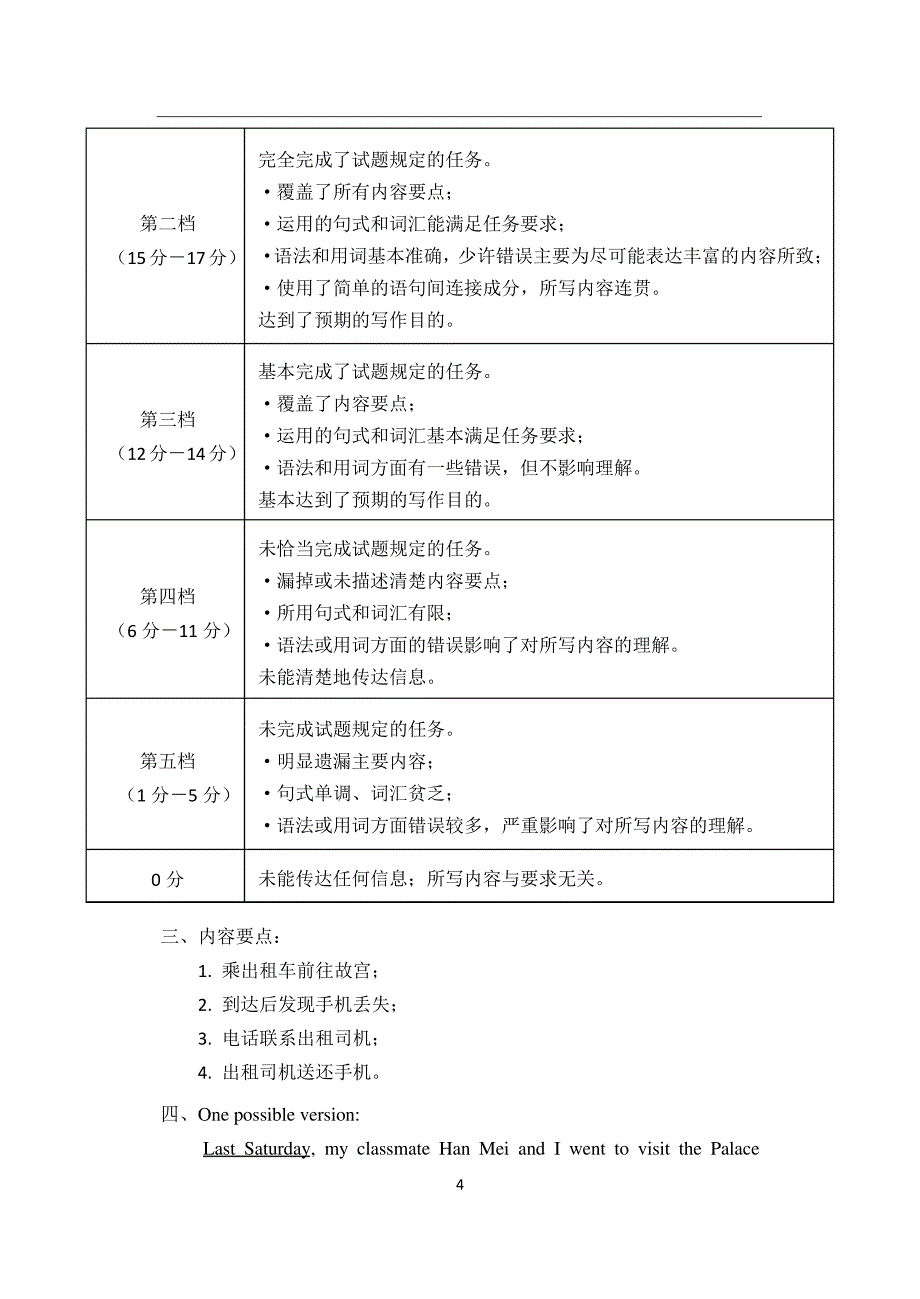 2019高三英语顺义一模答案_第4页