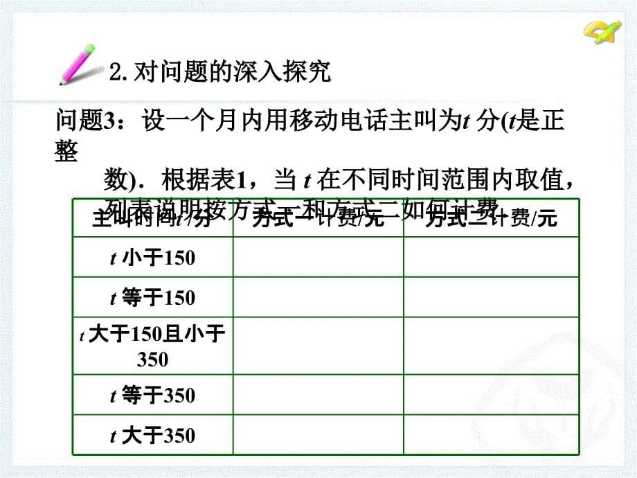 实际问题与一元一次方程电话计费问题2_第5页