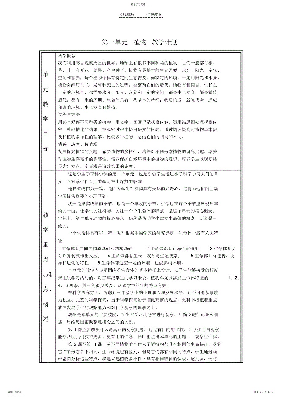 2022年科学三上第一单元教学设计_第1页