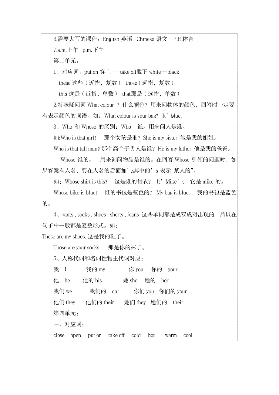 2023年完整pep四年级下册知识点归纳总结整理_第4页