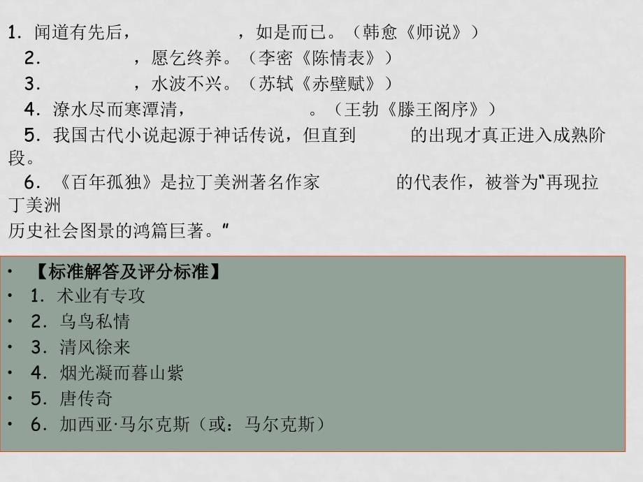 高考语文二轮专题复习课件三十九（下）：作家作品、文学常识和名篇名句预测_第5页