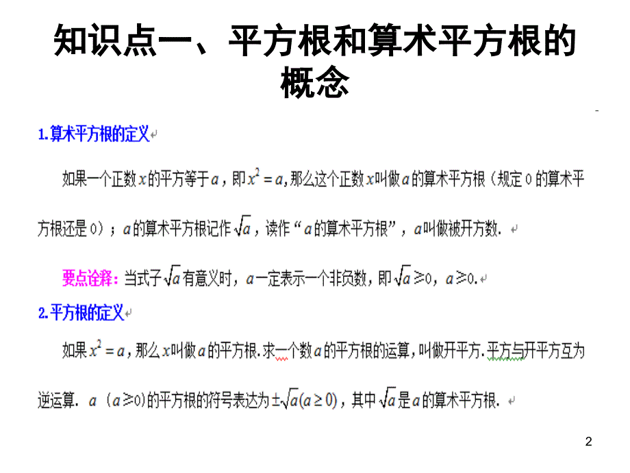 初一平方根知识点总结课堂PPT_第2页