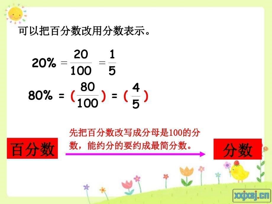 人教版六年级数学上册第五单元第三课时_百分数与分数的互化(例3、例4)_第5页