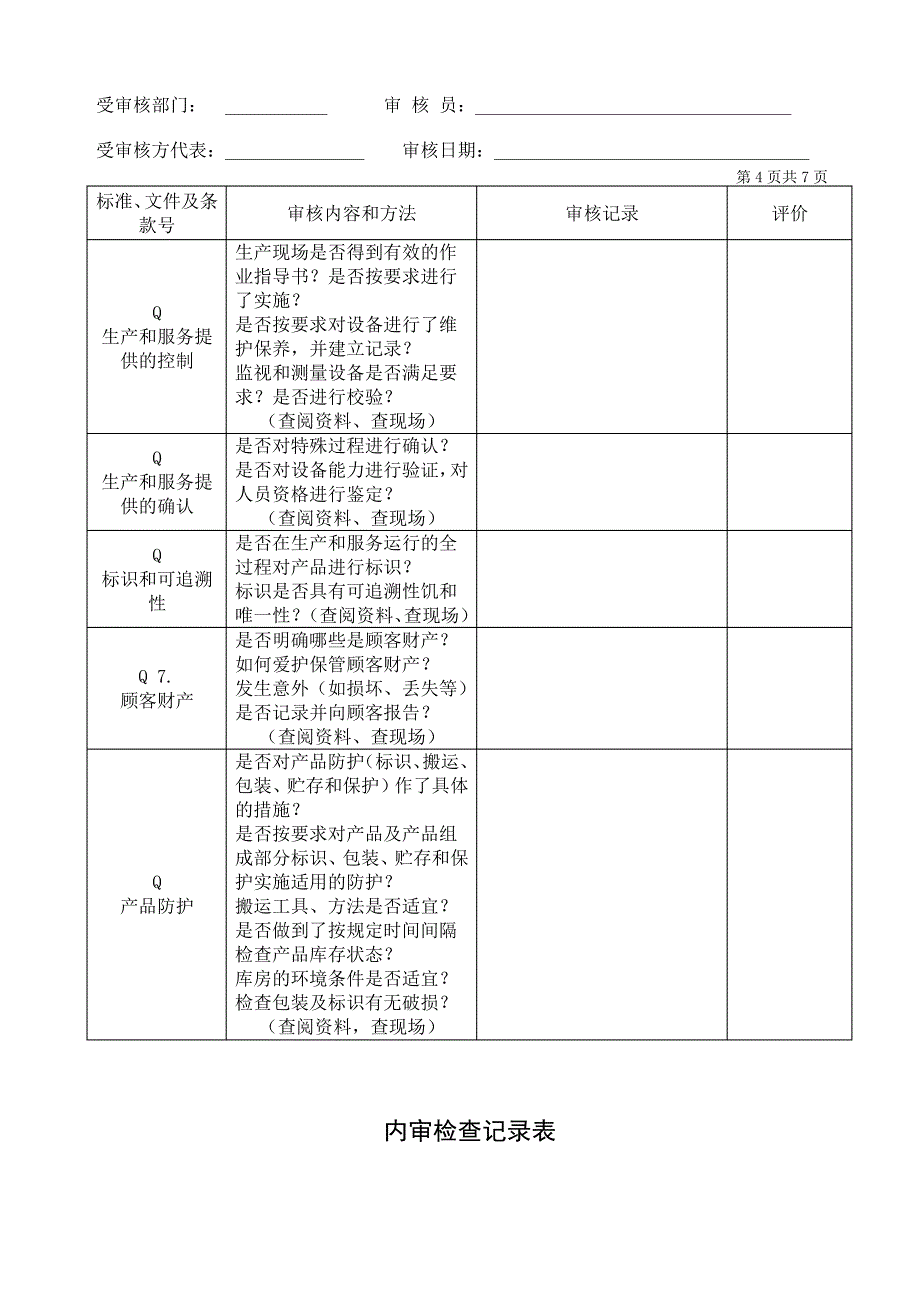 内审检查记录表(同名6744)_第4页