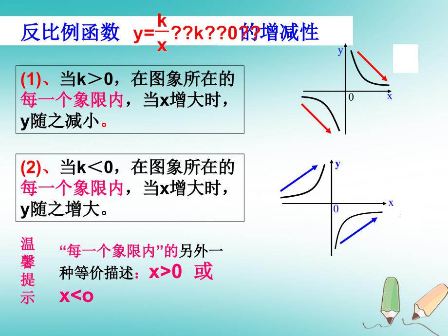 八年级数学下册 第六章 反比例函数 6.2 反比例函数的图象与性质课件 （新版）浙教版_第4页