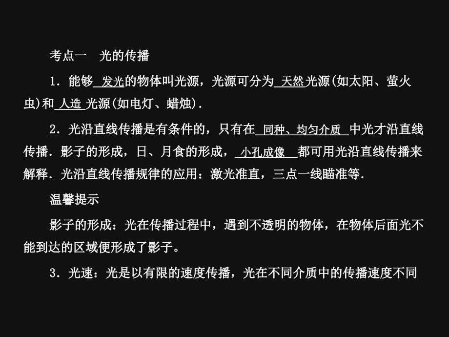 2012年中考物理专题光的传播和反射平面镜成像精品复习课件讲解_第3页