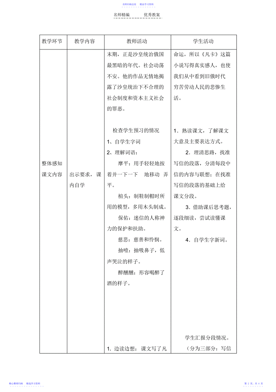 2022年《凡卡》教学设计第一课时_第2页