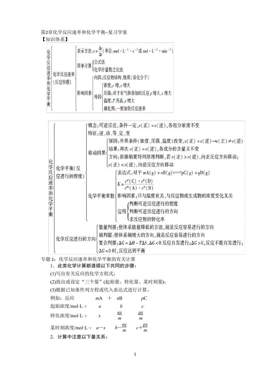 化学反应速率和化学平衡---复习学案_第1页