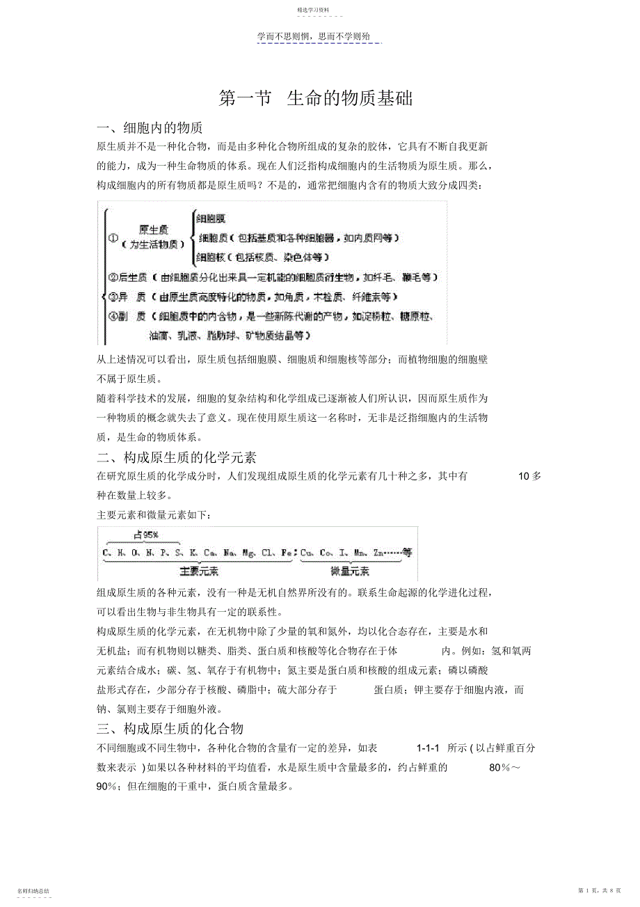 2022年第一节生命的物质基础_第1页