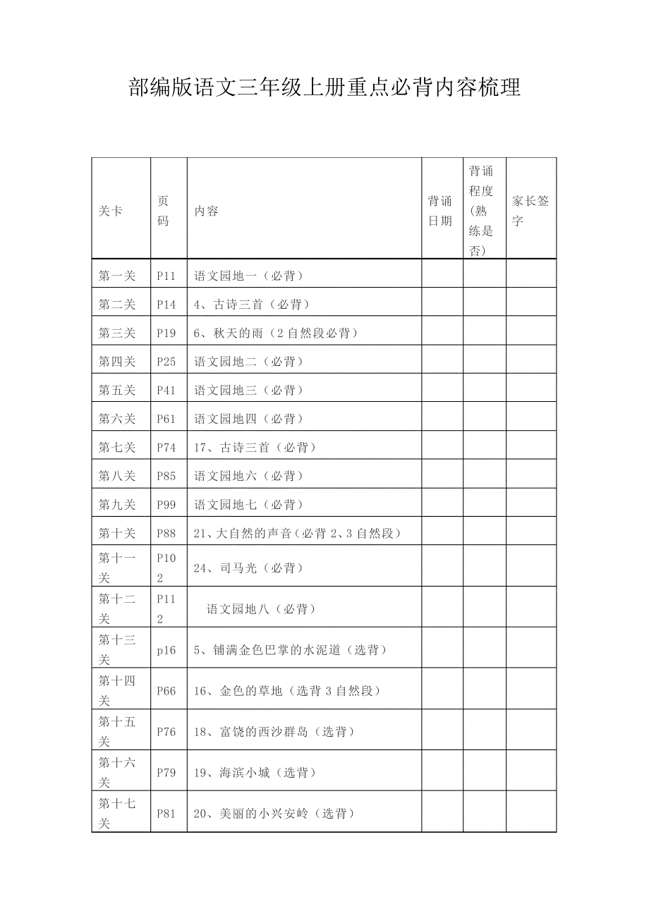 部编版语文三年级上册重点必背内容梳理6730_第1页