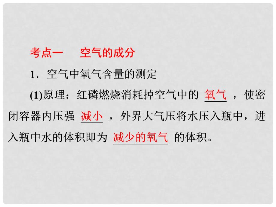 中考化学复习 第一部分 教材梳理 阶段练习 第二单元 我们周围的空气 第2讲 空气的成分和氧气的性质课件 （新版）新人教版_第3页