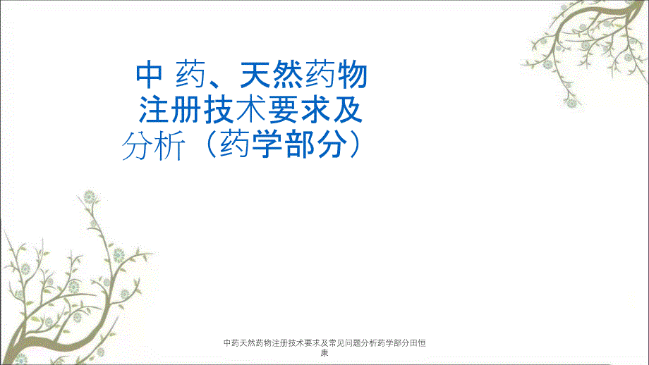 中药天然药物注册技术要求及常见问题分析药学部分田恒康_第1页